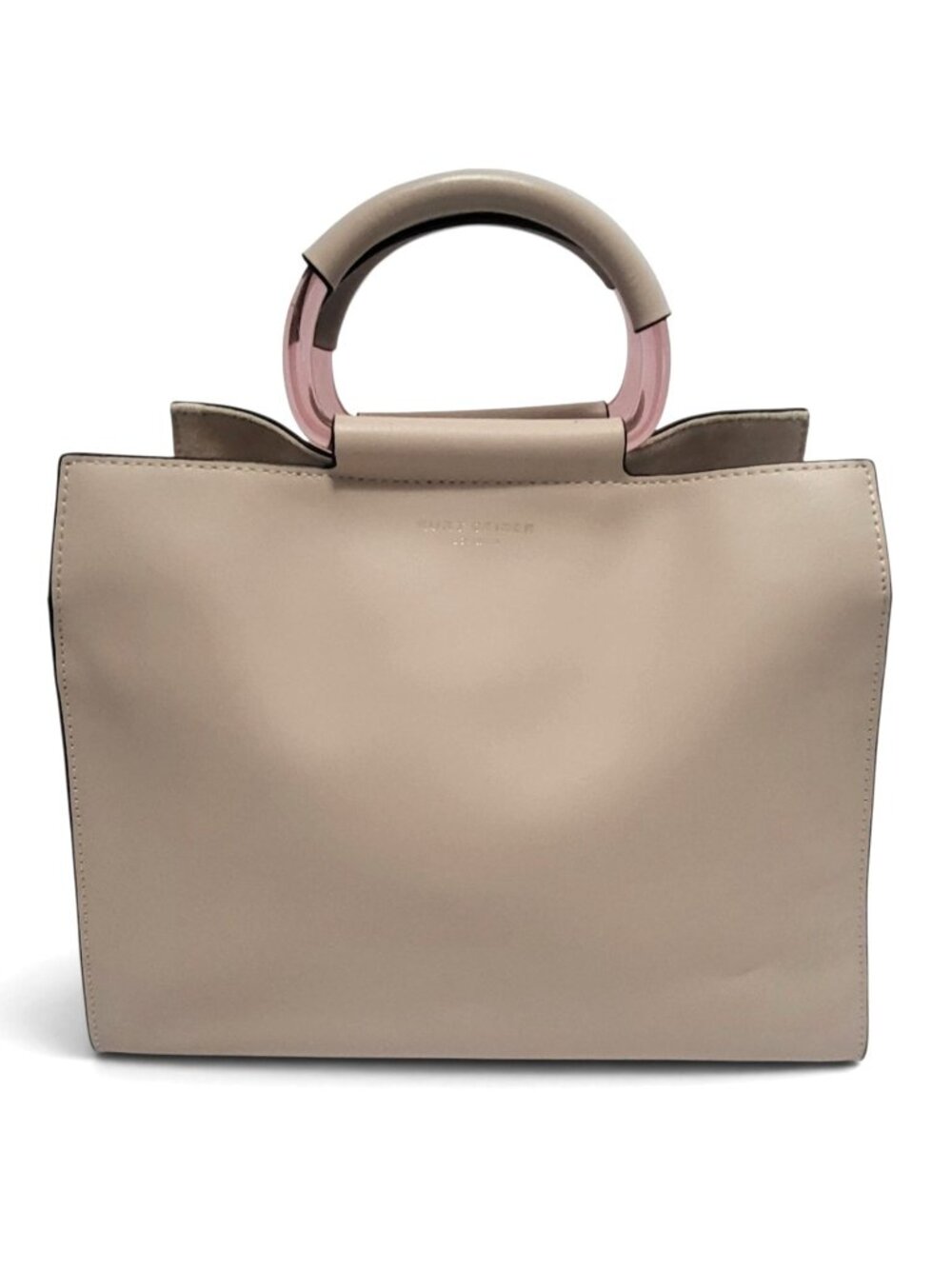 Kurt Geiger London Harriet Box Tote Purse Cream Leather Pink Crossbody Handbag